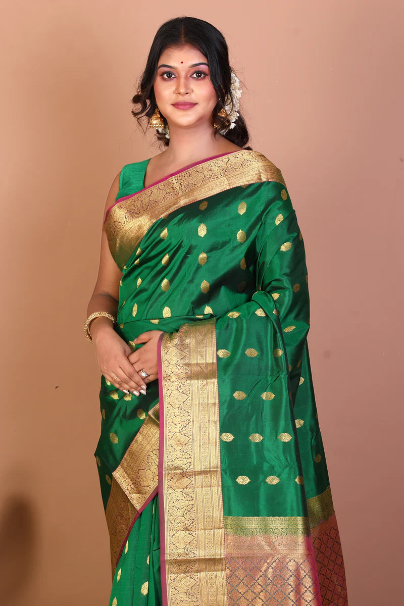 Deep Green Pure Kanjivaram Silk Saree - Keya Seth Exclusive