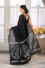Load image into Gallery viewer, Black Linen Handloom Saree - Keya Seth Exclusive
