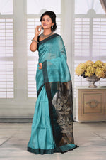 Load image into Gallery viewer, Sky Blue Linen Handloom Saree - Keya Seth Exclusive
