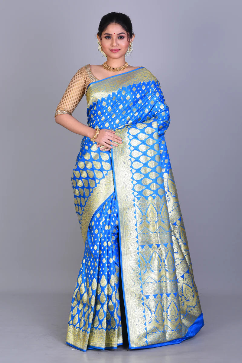 Blue Banarasi Saree with Blouse Piece - Keya Seth Exclusive
