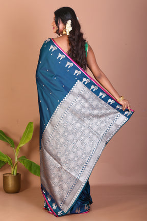 Blue Blended Mashru Silk Saree - Keya Seth Exclusive