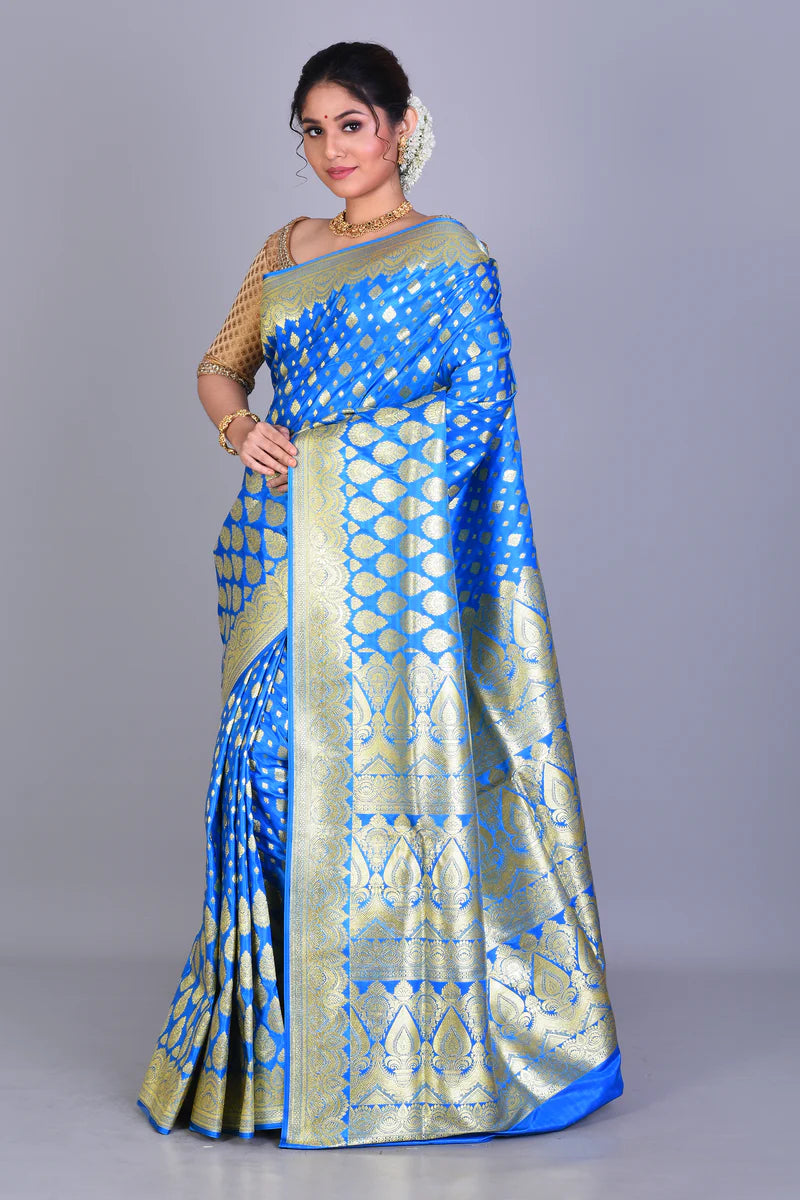 Blue Banarasi Saree with Blouse Piece - Keya Seth Exclusive