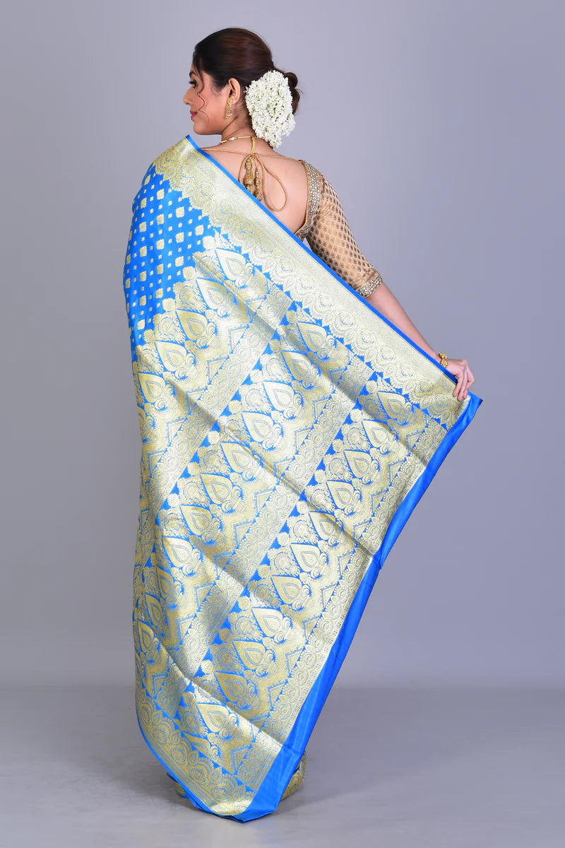 Blue Banarasi Saree with Blouse Piece - Keya Seth Exclusive