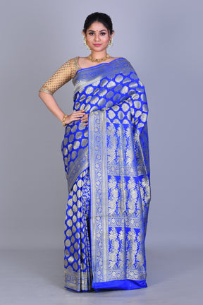 Royal Blue Patli Pallu Banarasi Saree with Blouse Piece - Keya Seth Exclusive