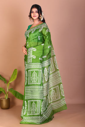Green Blended Printed Silk Saree - Keya Seth Exclusive