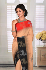 Load image into Gallery viewer, Beige Cotton Handloom Saree with Ganga-Jamuna Border - Keya Seth Exclusive
