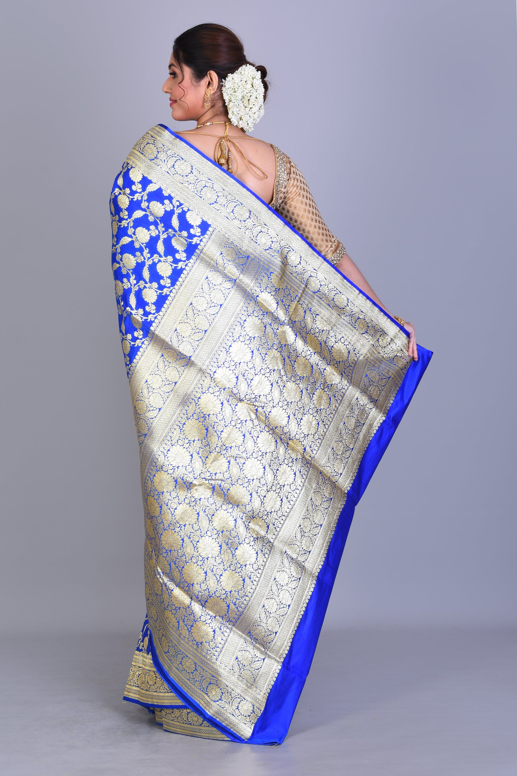 Royal Blue Banarasi Saree with Blouse Piece - Keya Seth Exclusive