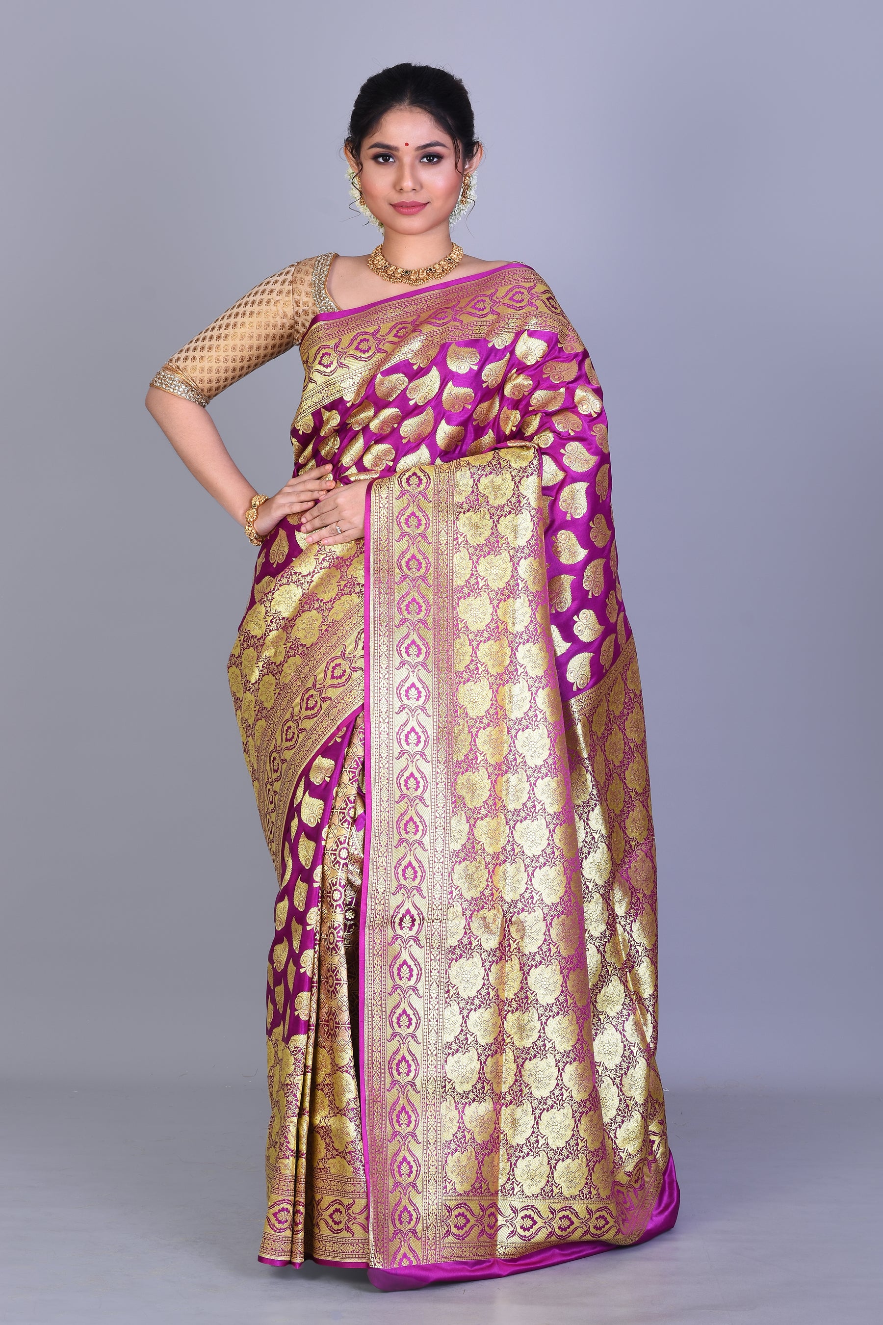 Magenta Patli Pallu Banarasi Saree with Blouse Piece - Keya Seth Exclusive