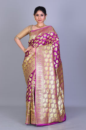 Magenta Patli Pallu Banarasi Saree with Blouse Piece - Keya Seth Exclusive