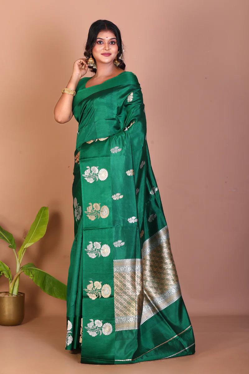 Green Pure Katan Saree - Keya Seth Exclusive