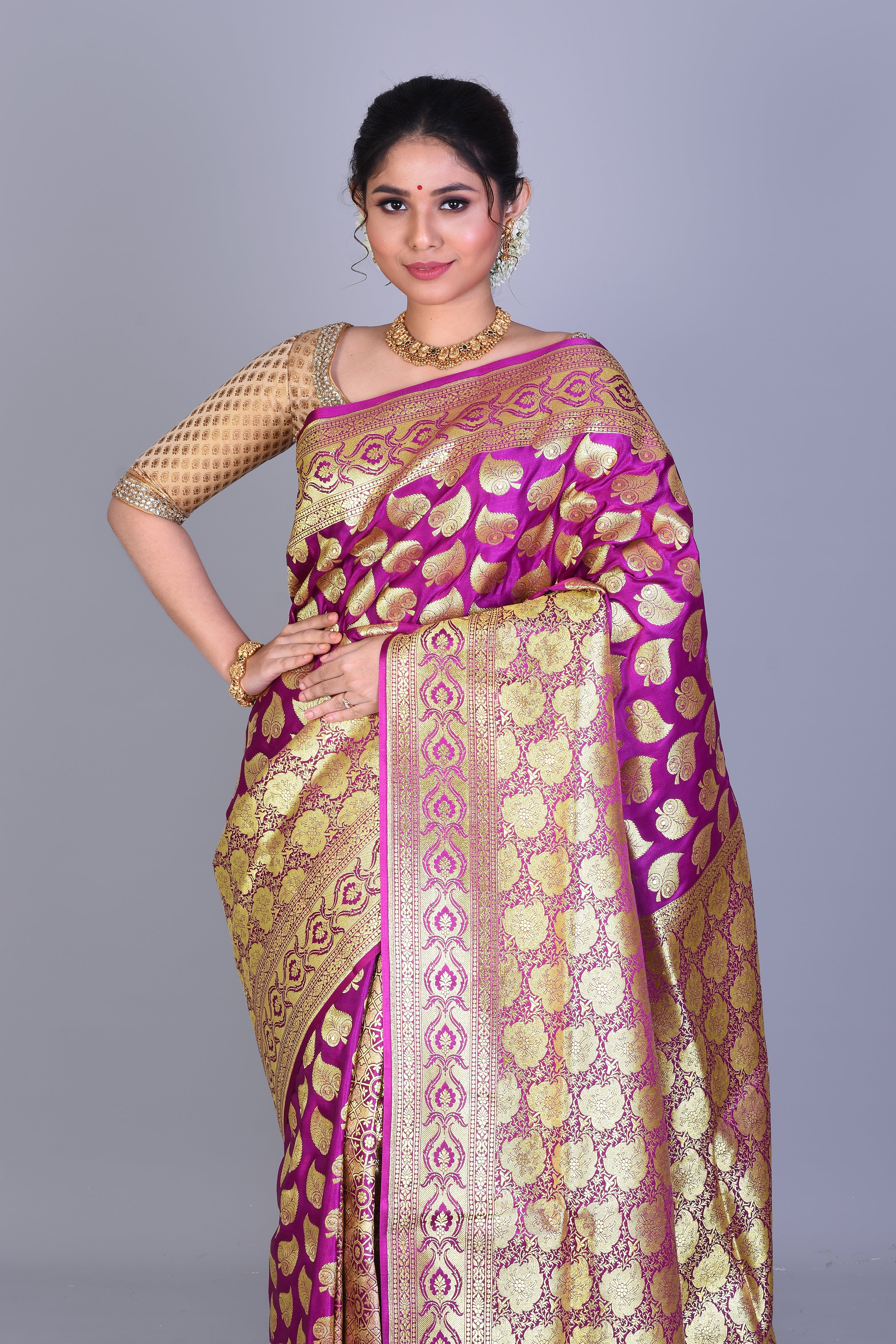 Magenta Patli Pallu Banarasi Saree with Blouse Piece - Keya Seth Exclusive