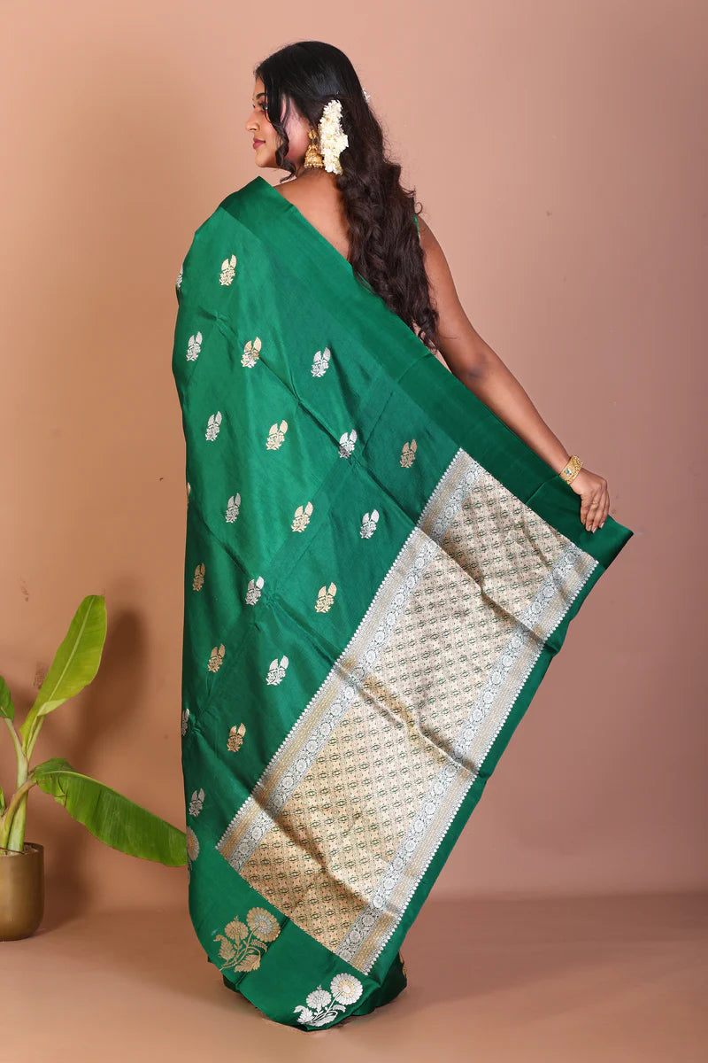 Green Pure Katan Saree - Keya Seth Exclusive