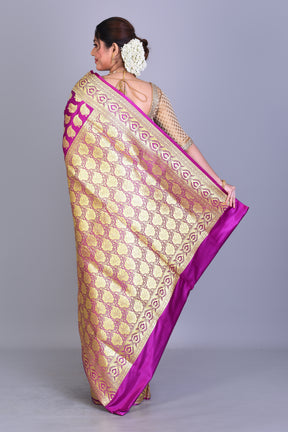 Magenta Patli Pallu Banarasi Saree with Blouse Piece - Keya Seth Exclusive