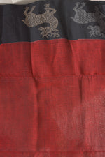 Load image into Gallery viewer, Red and Black Cotton Handloom Saree - Keya Seth Exclusive
