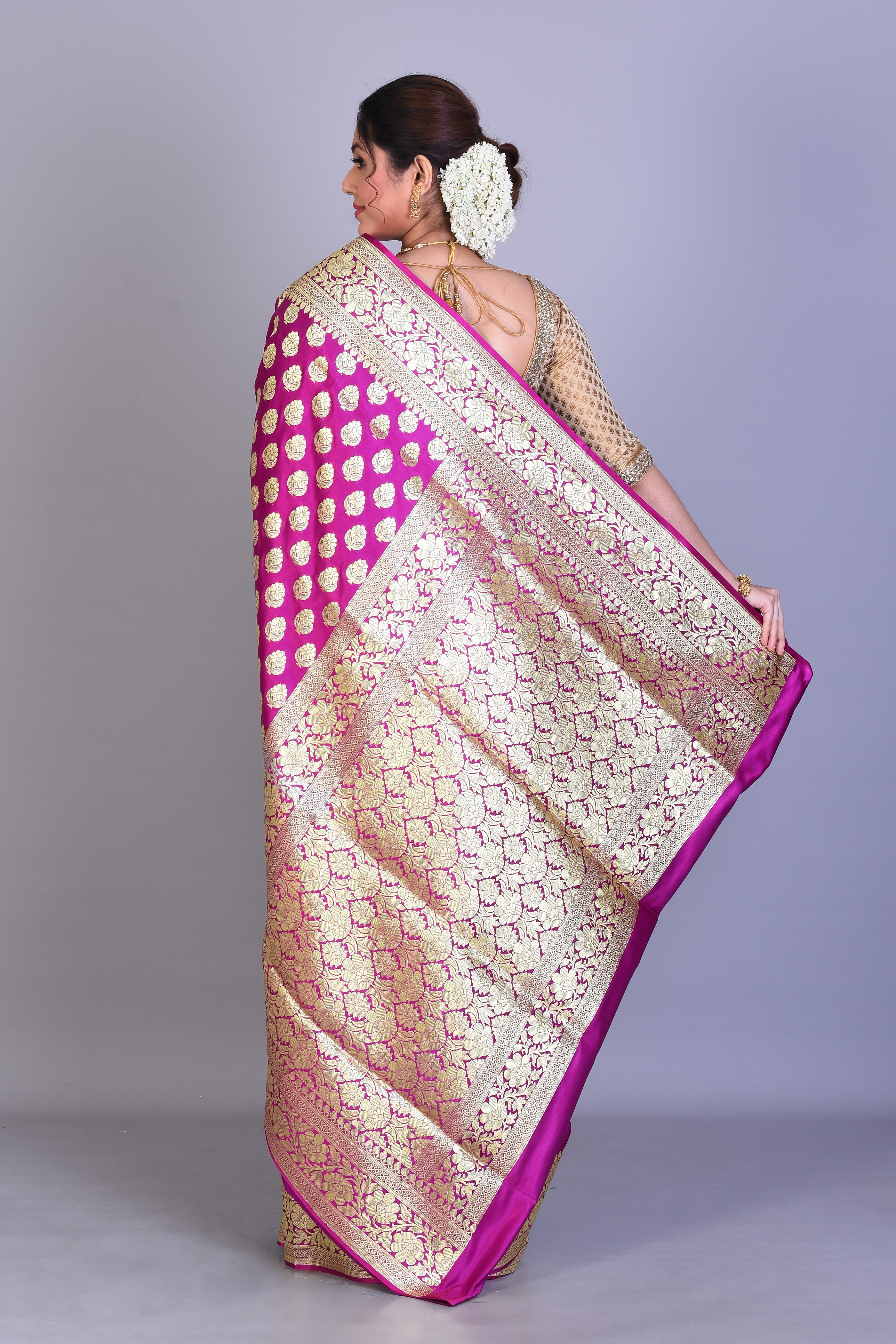 Magenta Banarasi Saree with Blouse Piece - Keya Seth Exclusive