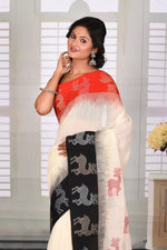 Load image into Gallery viewer, Gorgeous White Cotton Handloom Saree with Ganga-Jamuna Border - Keya Seth Exclusive
