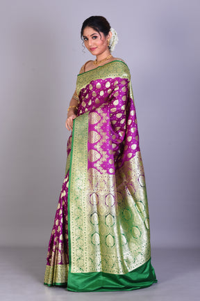 Magenta & Green Banarasi Saree with Blouse Piece - Keya Seth Exclusive