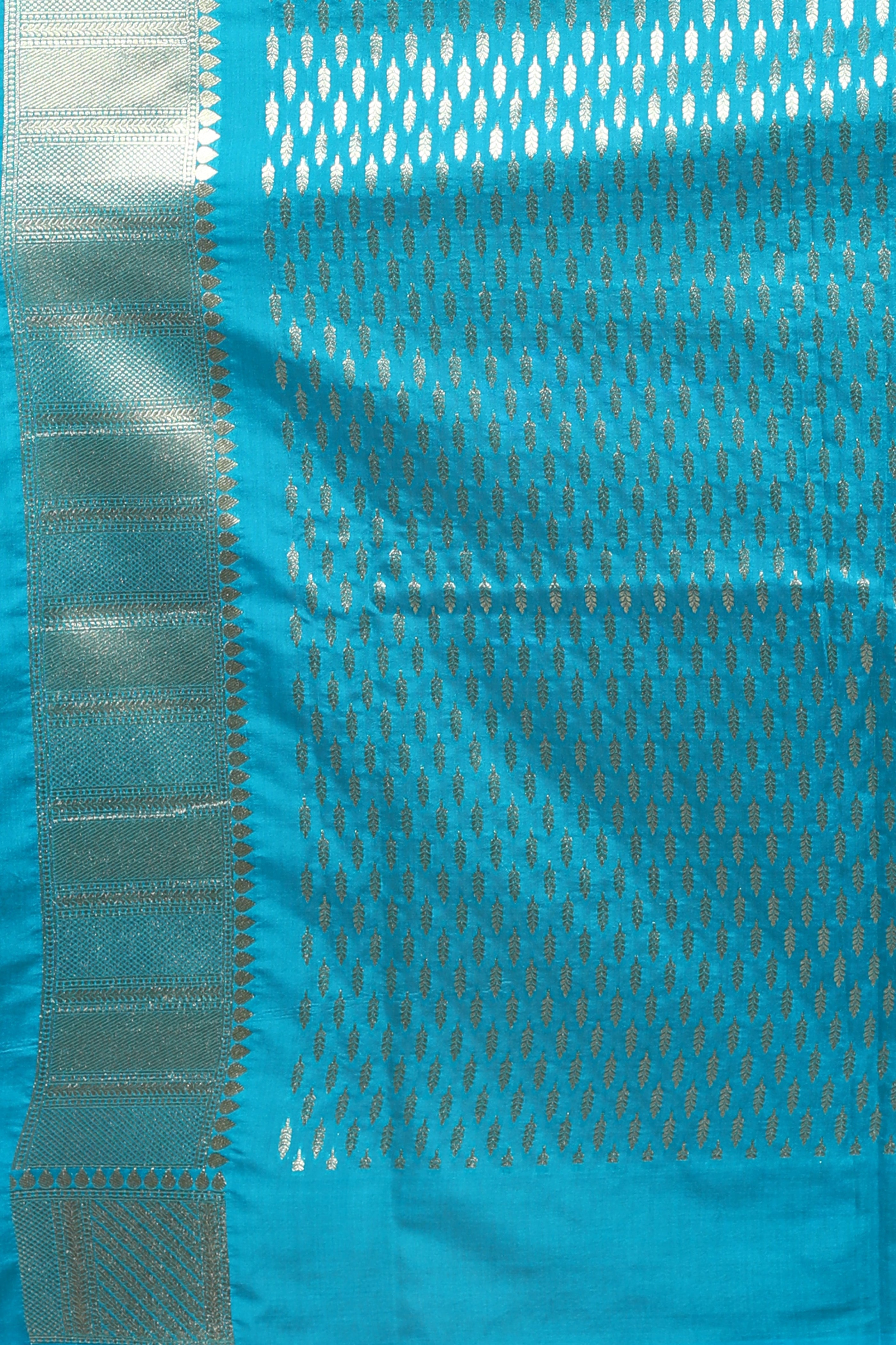 Blue Blended Blended Silk Saree with Blouse Piece