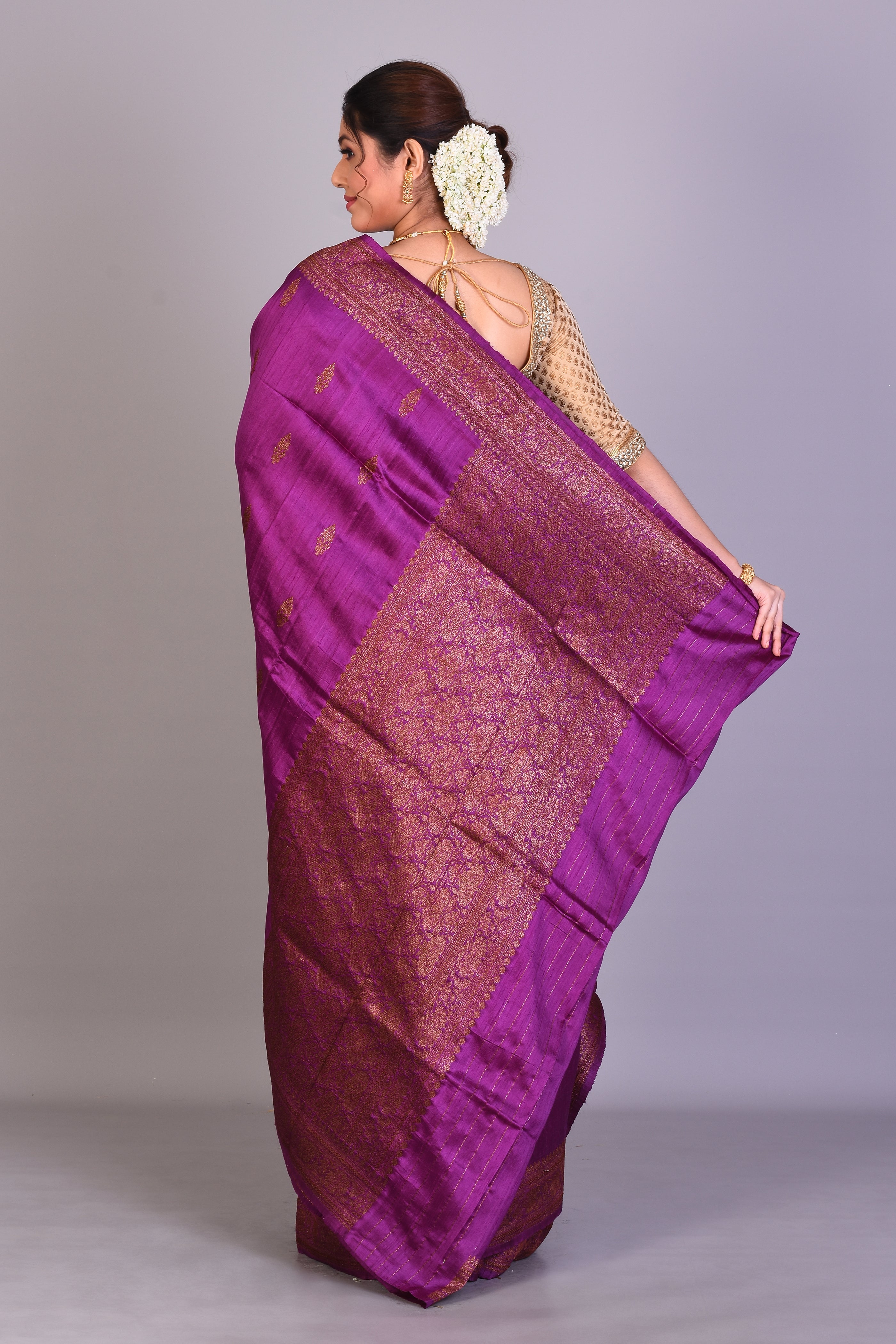 Magenta Pure Raw Saree with Blouse Piece - Keya Seth Exclusive