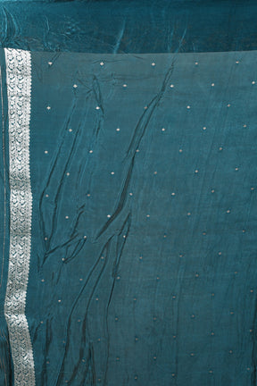 Green Blended Blended Silk Saree with Blouse Piece