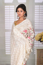 Load image into Gallery viewer, White Semi Silk Saree - Keya Seth Exclusive
