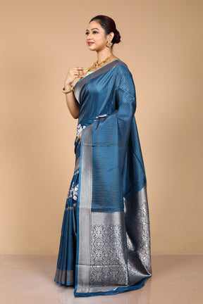 Blue Blended Blended Silk Saree