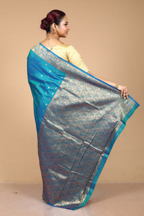 Blue Blended Blended Silk Saree