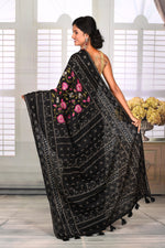 Load image into Gallery viewer, Black Semi Silk Saree - Keya Seth Exclusive
