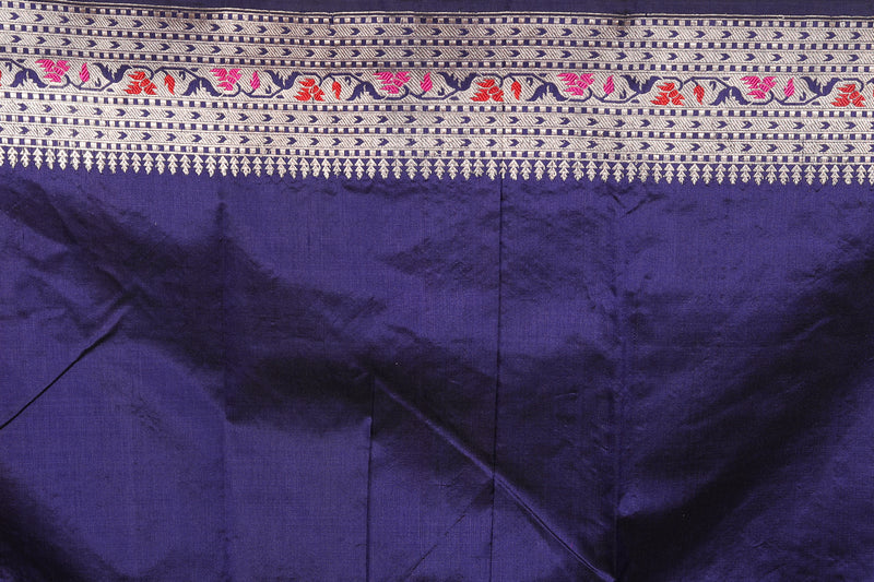 Navy Blue Pure Katan Saree - Keya Seth Exclusive