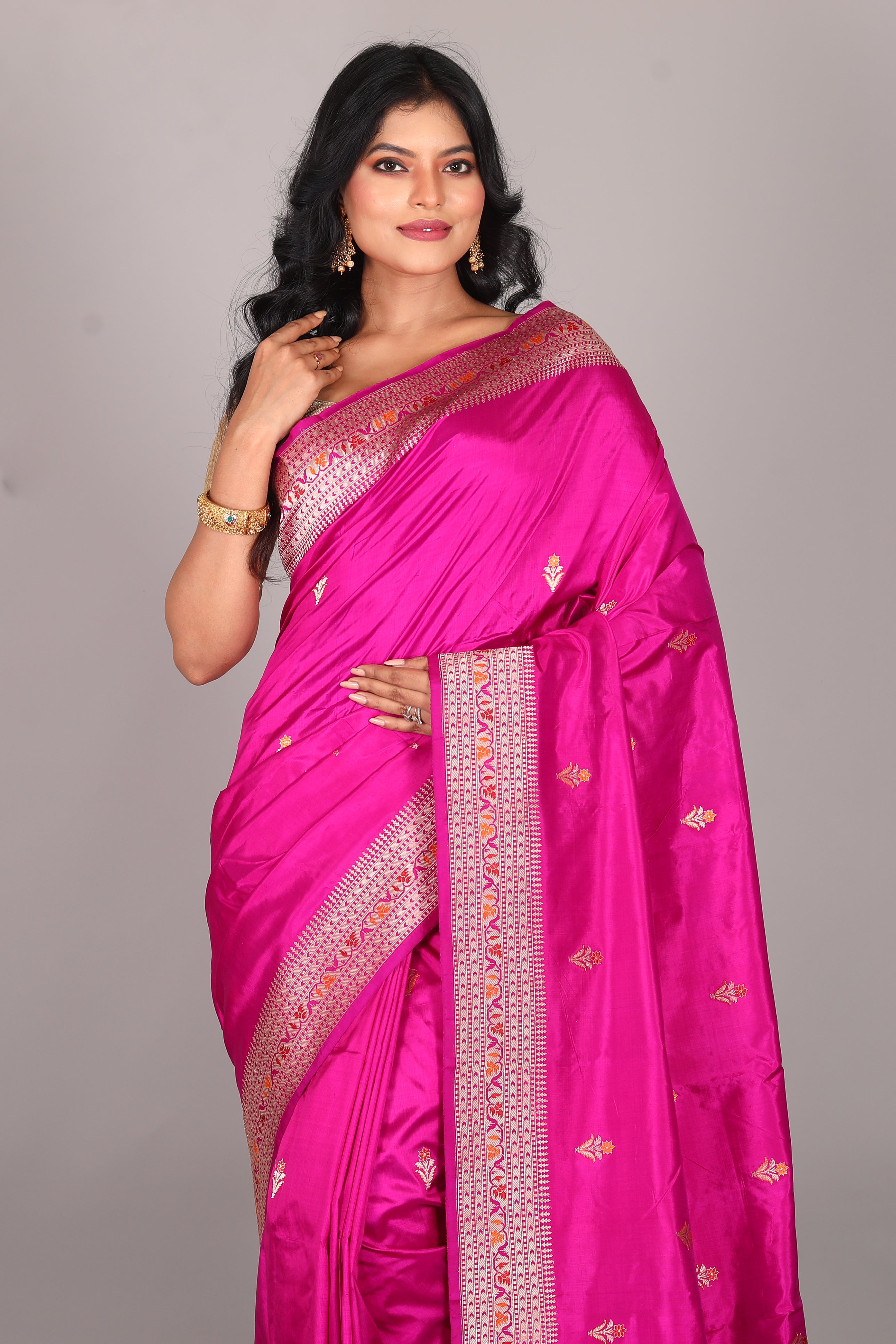 Pink Pure Katan Saree - Keya Seth Exclusive