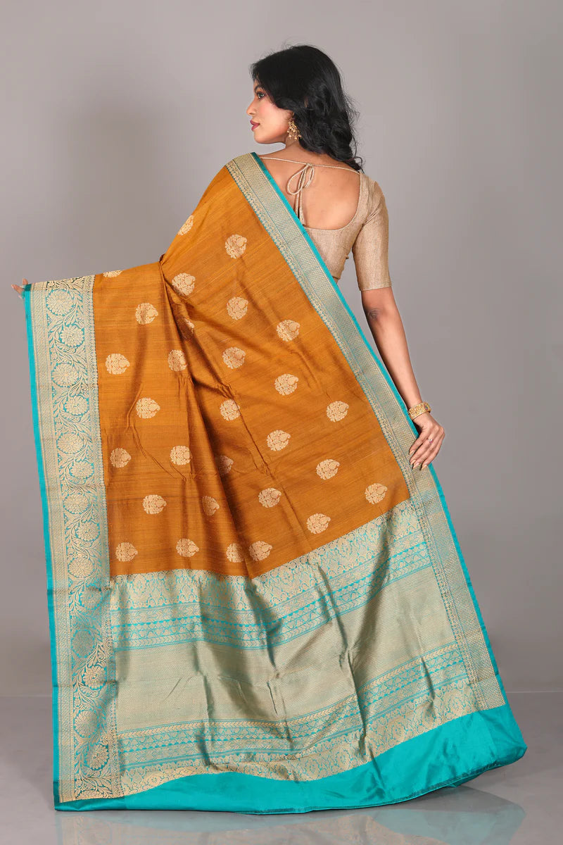 Mustard Pure Tussar Saree - Keya Seth Exclusive