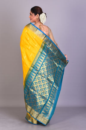 Yellow Blended Kanjivaram Saree with Blouse Piece - Keya Seth Exclusive