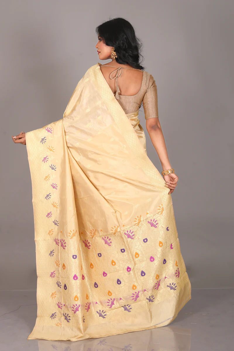 Offwhite Pure Katan Saree - Keya Seth Exclusive