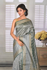 Load image into Gallery viewer, Deep Green Crushed Tissue Saree - Keya Seth Exclusive
