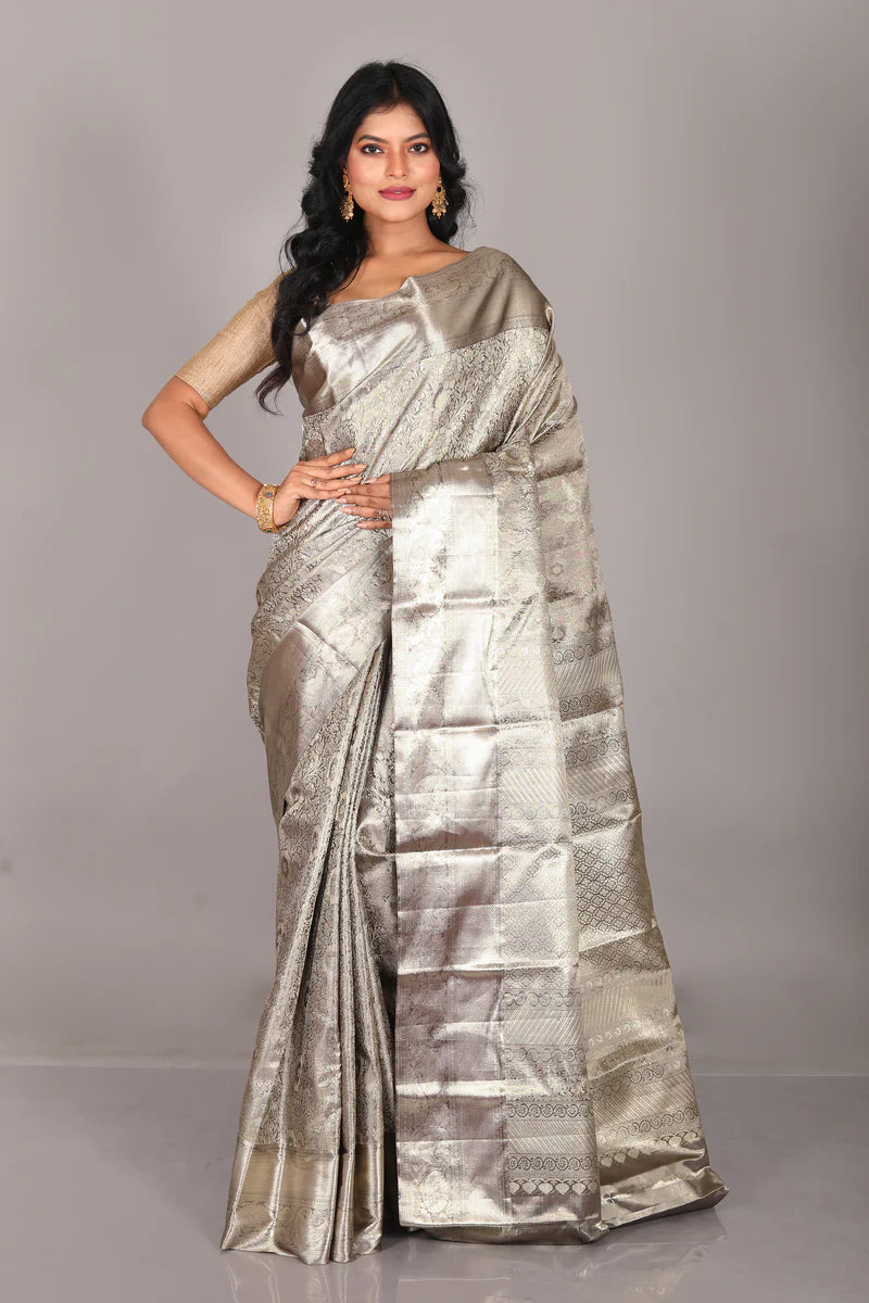 Silver Pure Tissue Kanjivaram Saree - Keya Seth Exclusive
