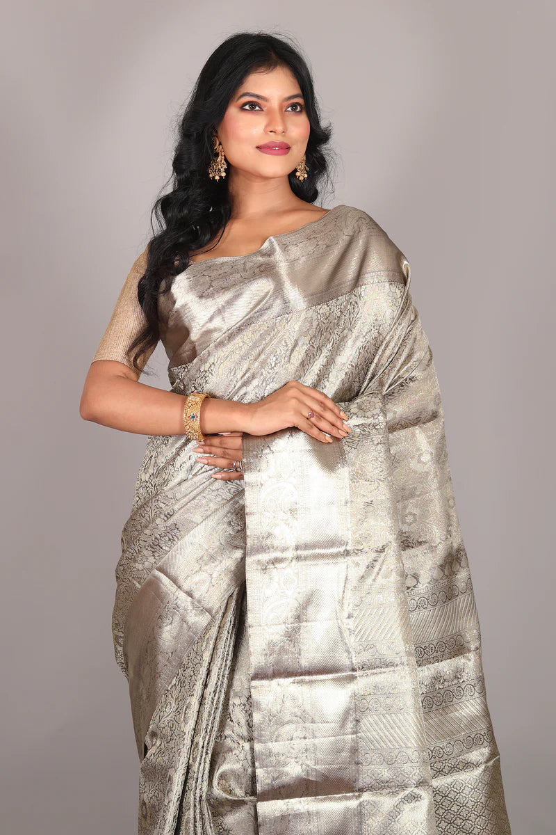 Silver Pure Tissue Kanjivaram Saree - Keya Seth Exclusive