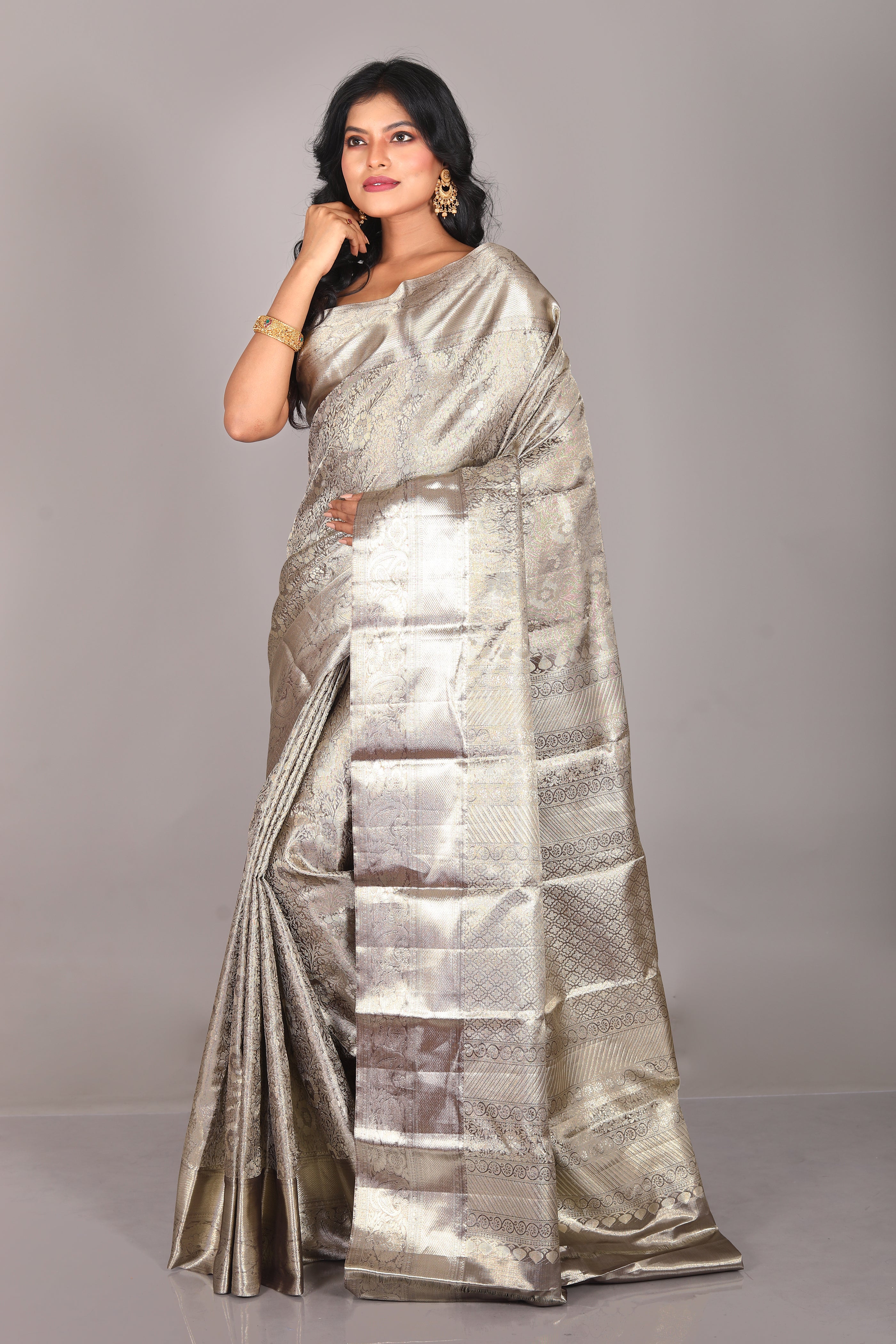 Silver Pure Tissue Kanjivaram Saree - Keya Seth Exclusive