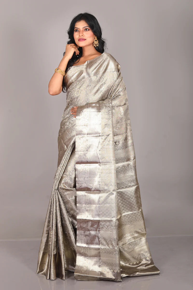 Silver Pure Tissue Kanjivaram Saree - Keya Seth Exclusive