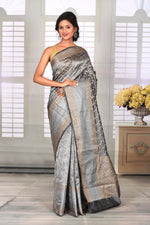 Load image into Gallery viewer, Gray Crushed Tissue Saree - Keya Seth Exclusive
