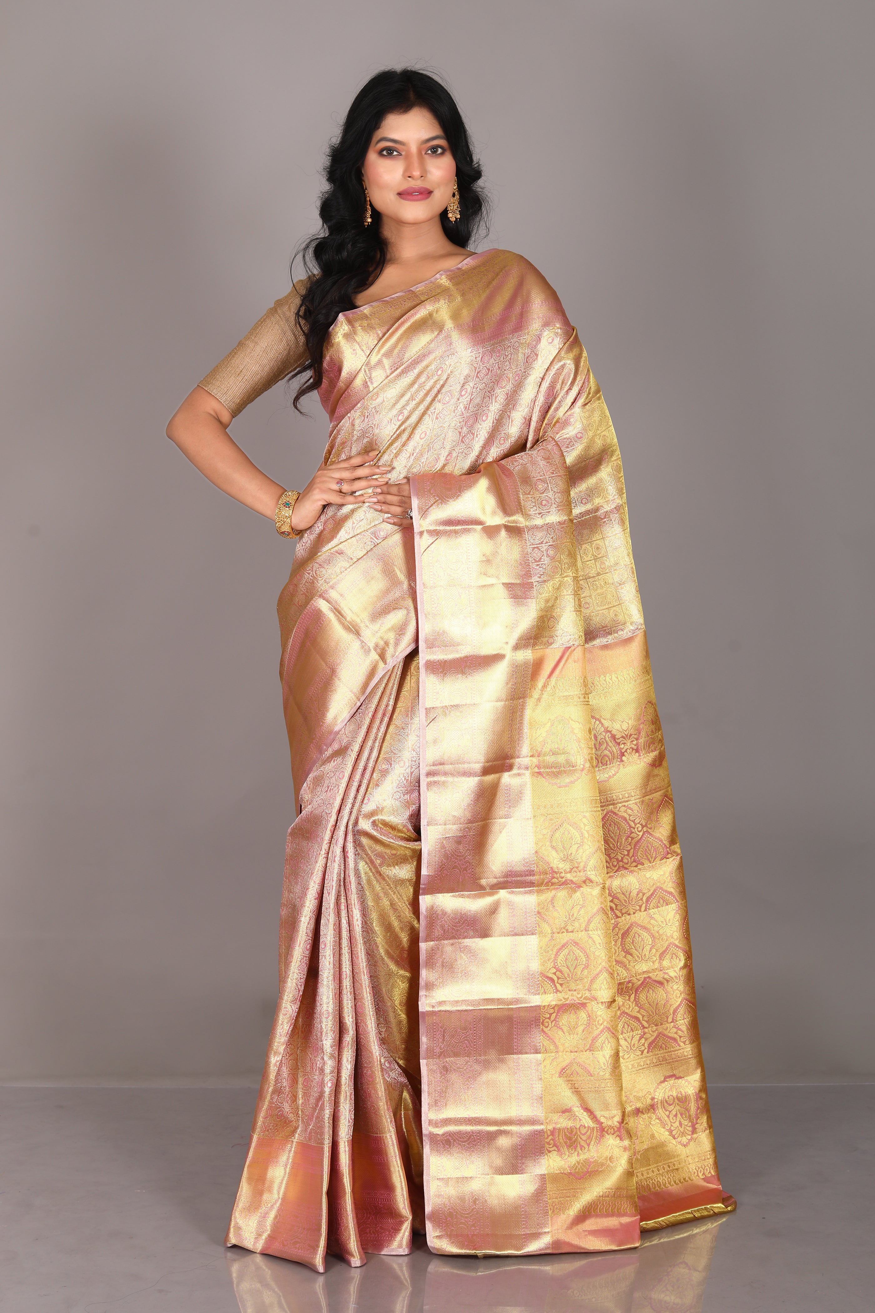 Peach Pure Tissue Kanjivaram Saree - Keya Seth Exclusive