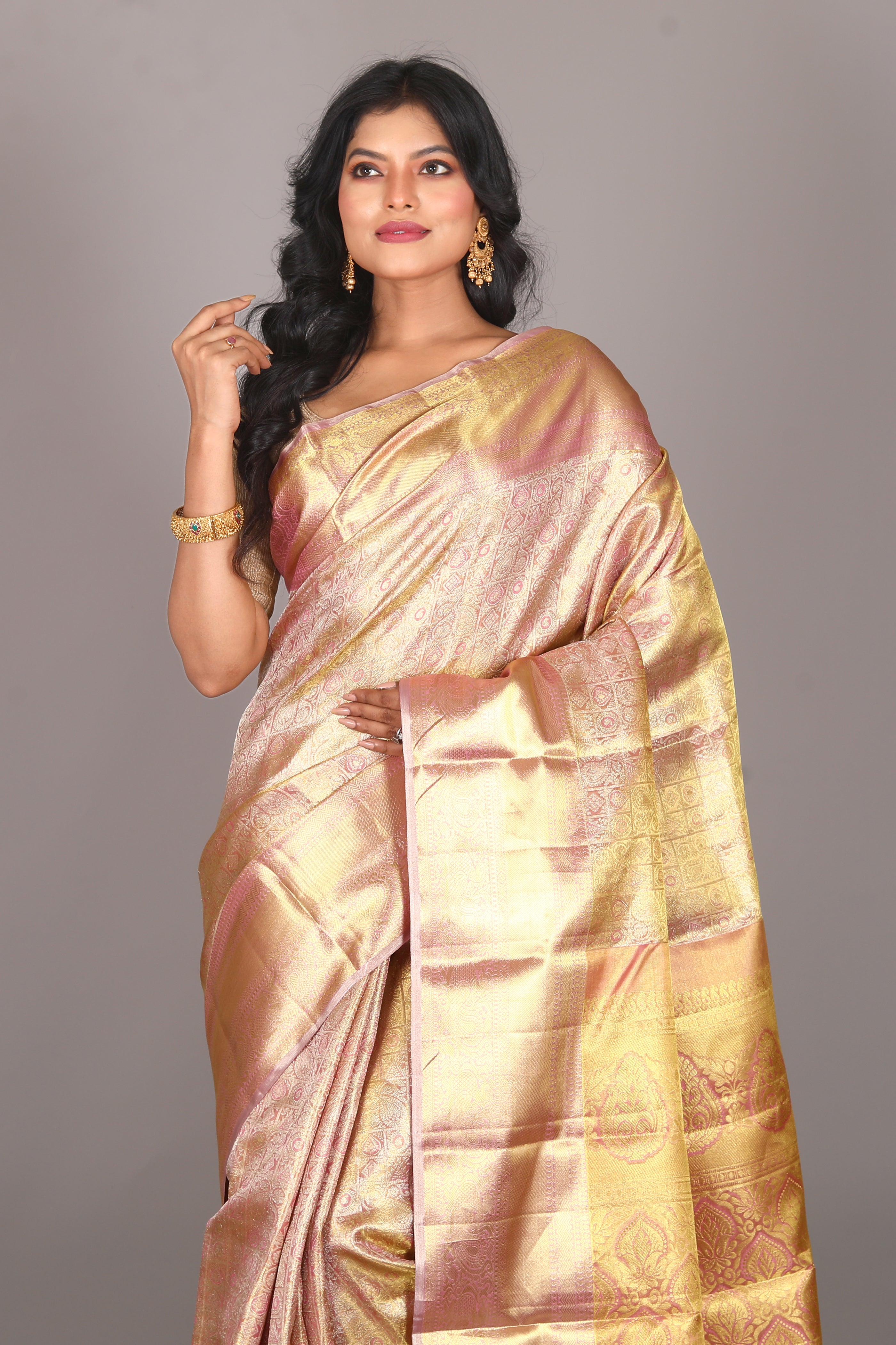 Peach Pure Tissue Kanjivaram Saree - Keya Seth Exclusive