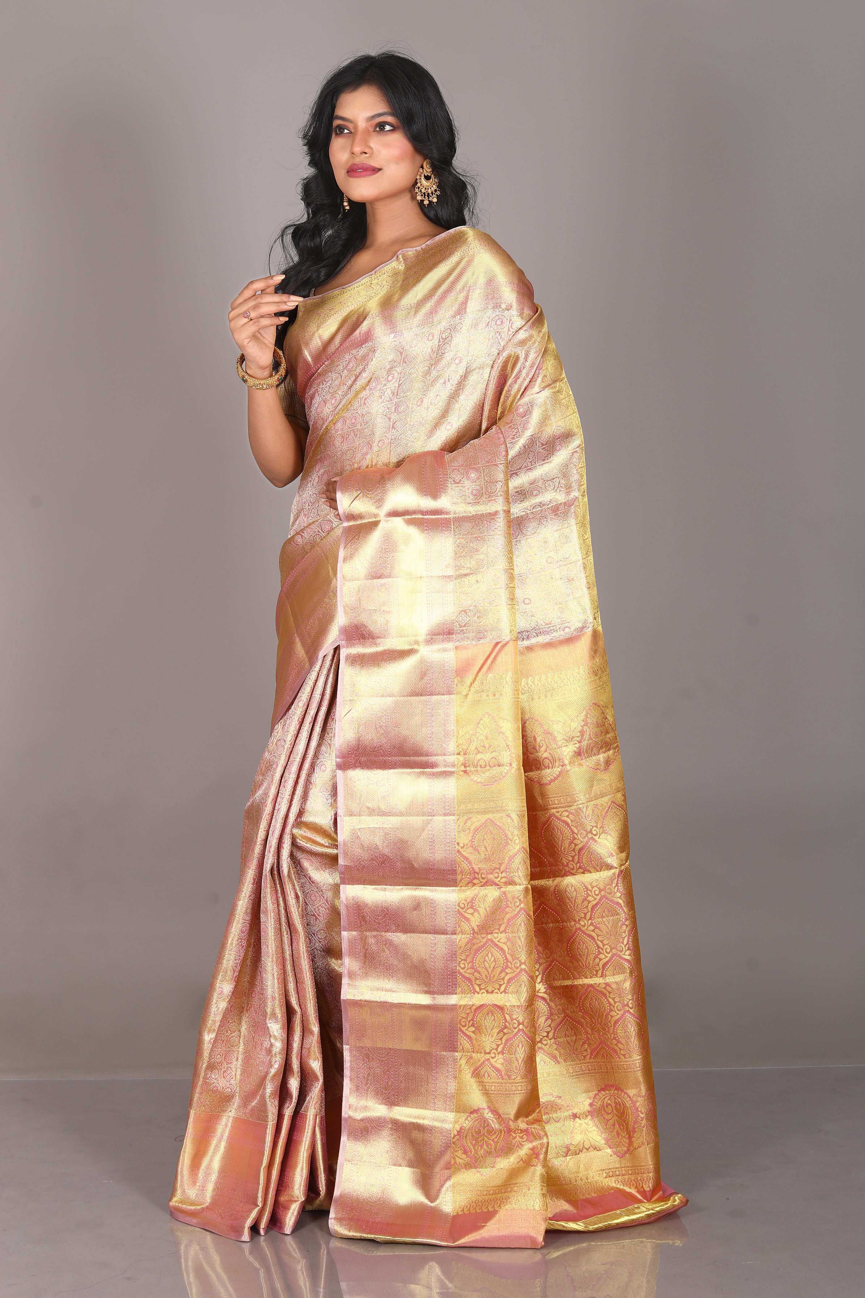 Peach Pure Tissue Kanjivaram Saree - Keya Seth Exclusive