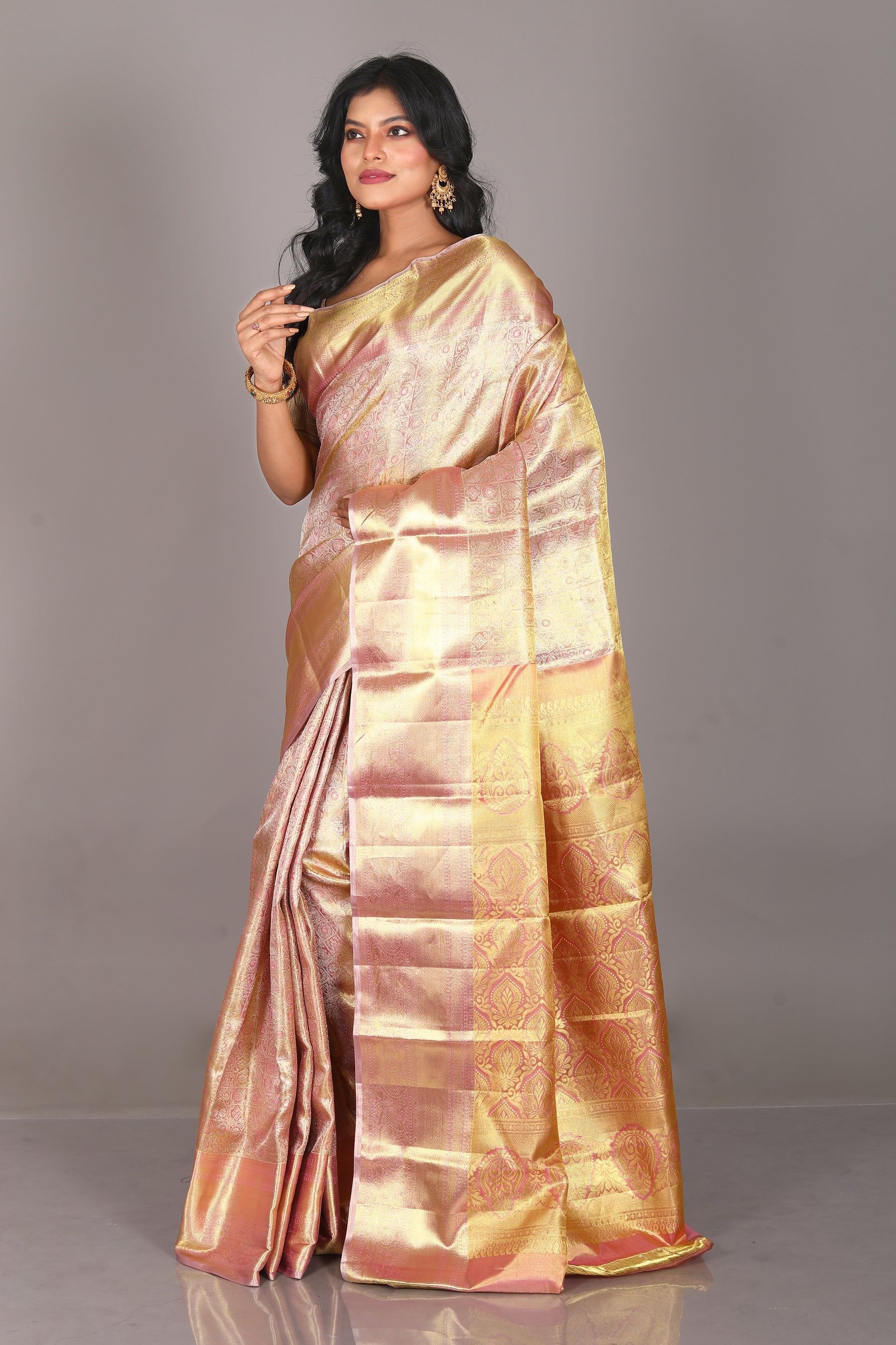 Peach Pure Tissue Kanjivaram Saree - Keya Seth Exclusive