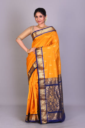 Mustard Yellow Blended Kanjivaram Saree with Blouse Piece - Keya Seth Exclusive