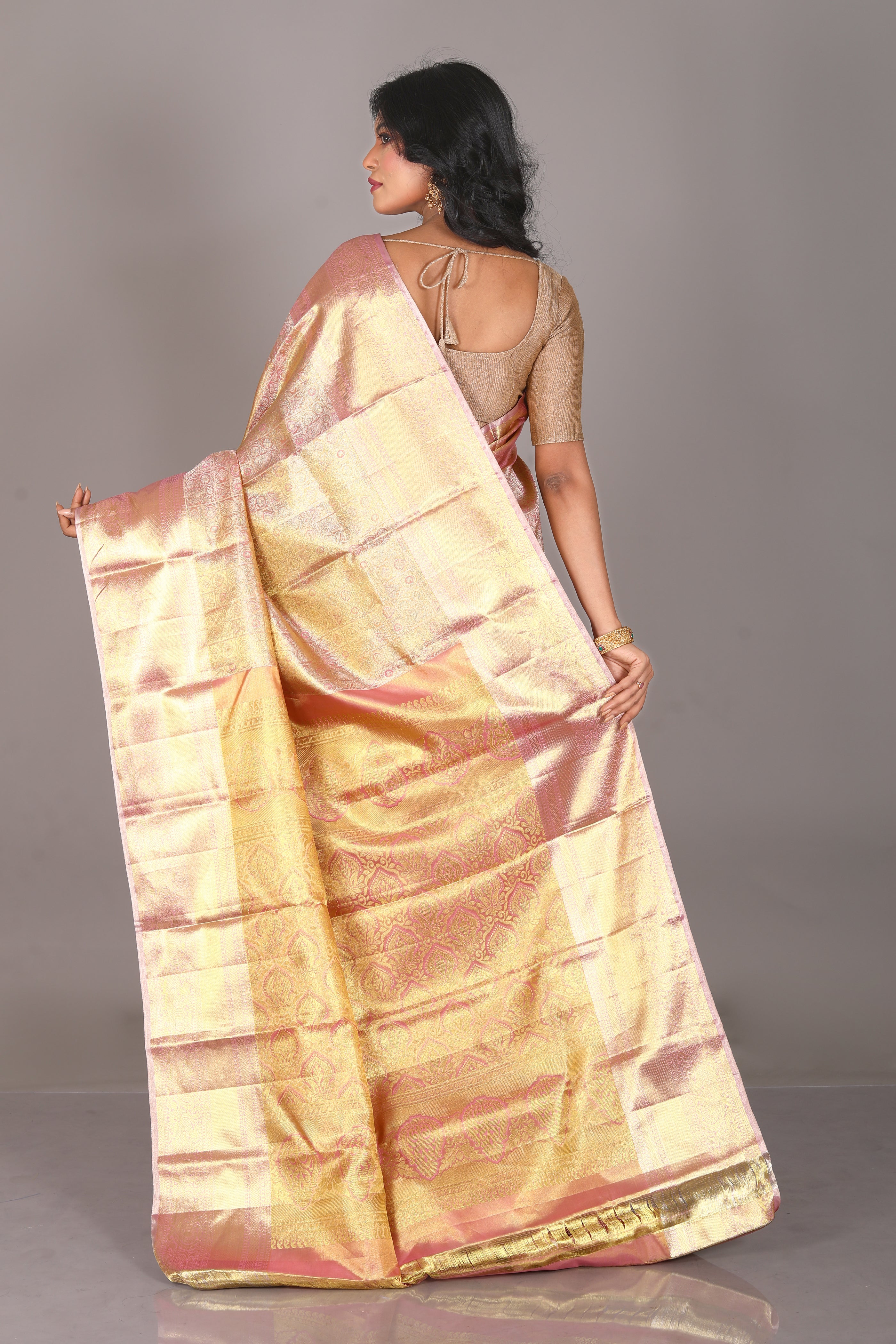Peach Pure Tissue Kanjivaram Saree - Keya Seth Exclusive
