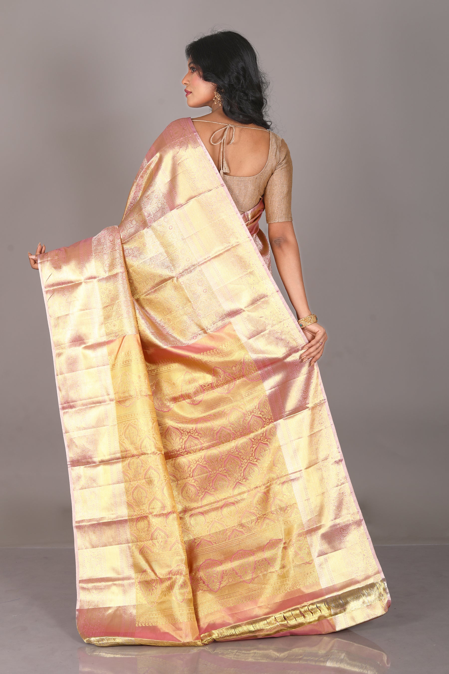 Peach Pure Tissue Kanjivaram Saree - Keya Seth Exclusive