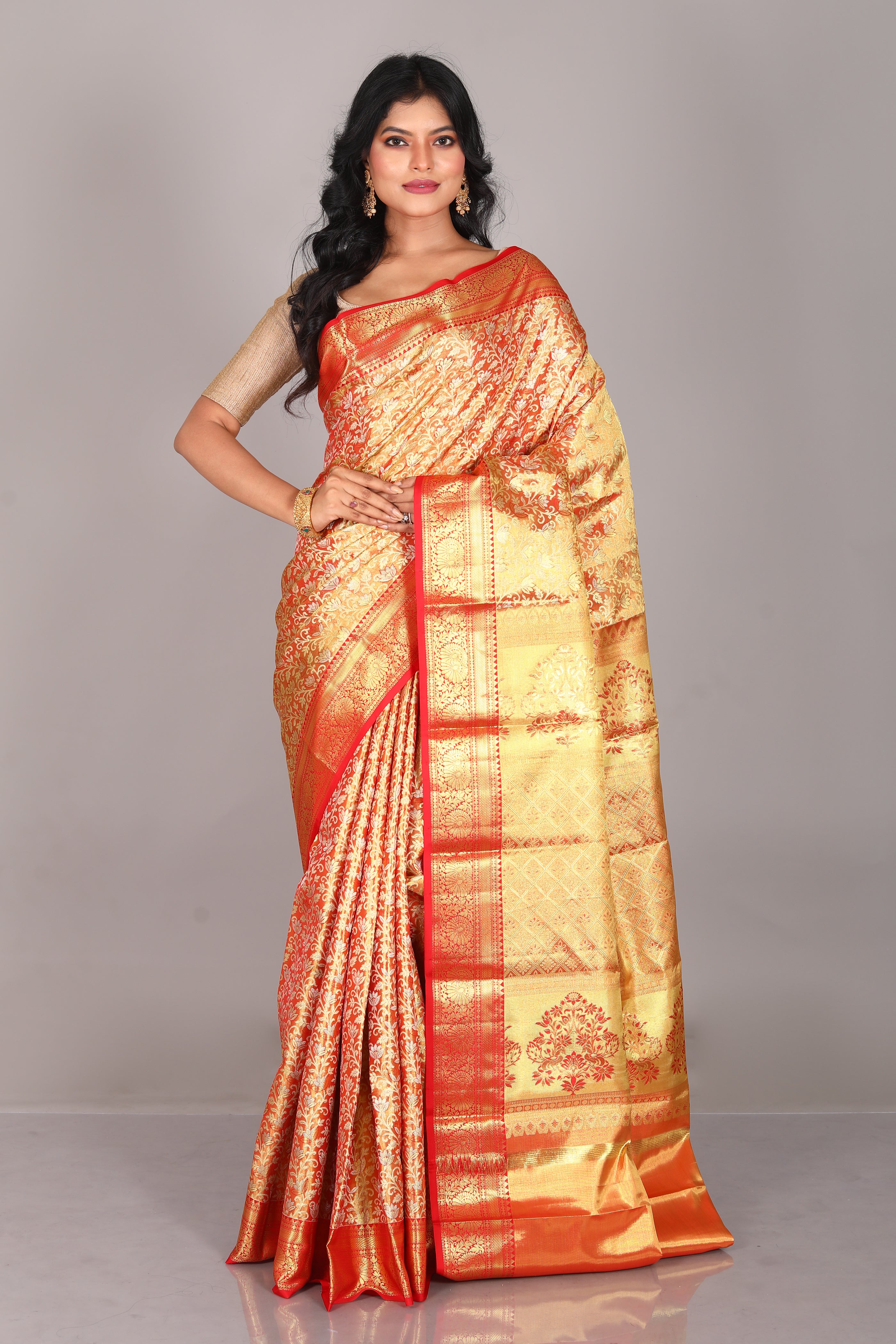 Red Pure Tissue Kanjivaram Saree - Keya Seth Exclusive