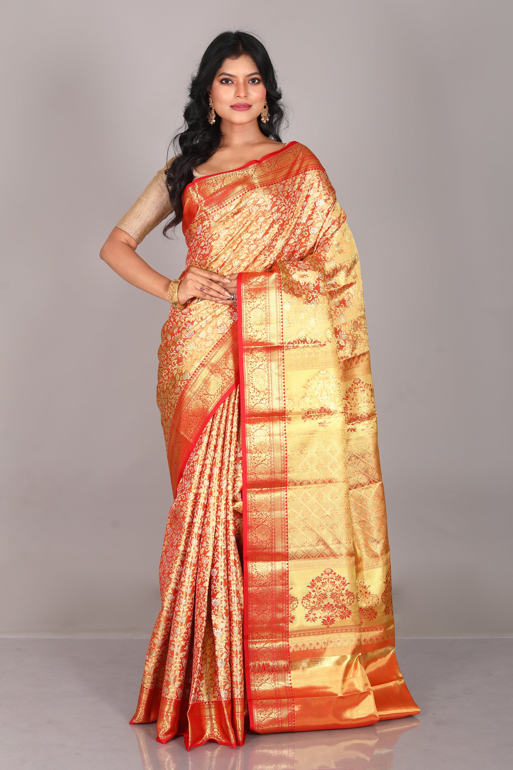 Red Pure Tissue Kanjivaram Saree - Keya Seth Exclusive