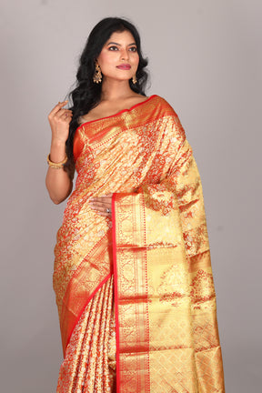 Red Pure Tissue Kanjivaram Saree - Keya Seth Exclusive