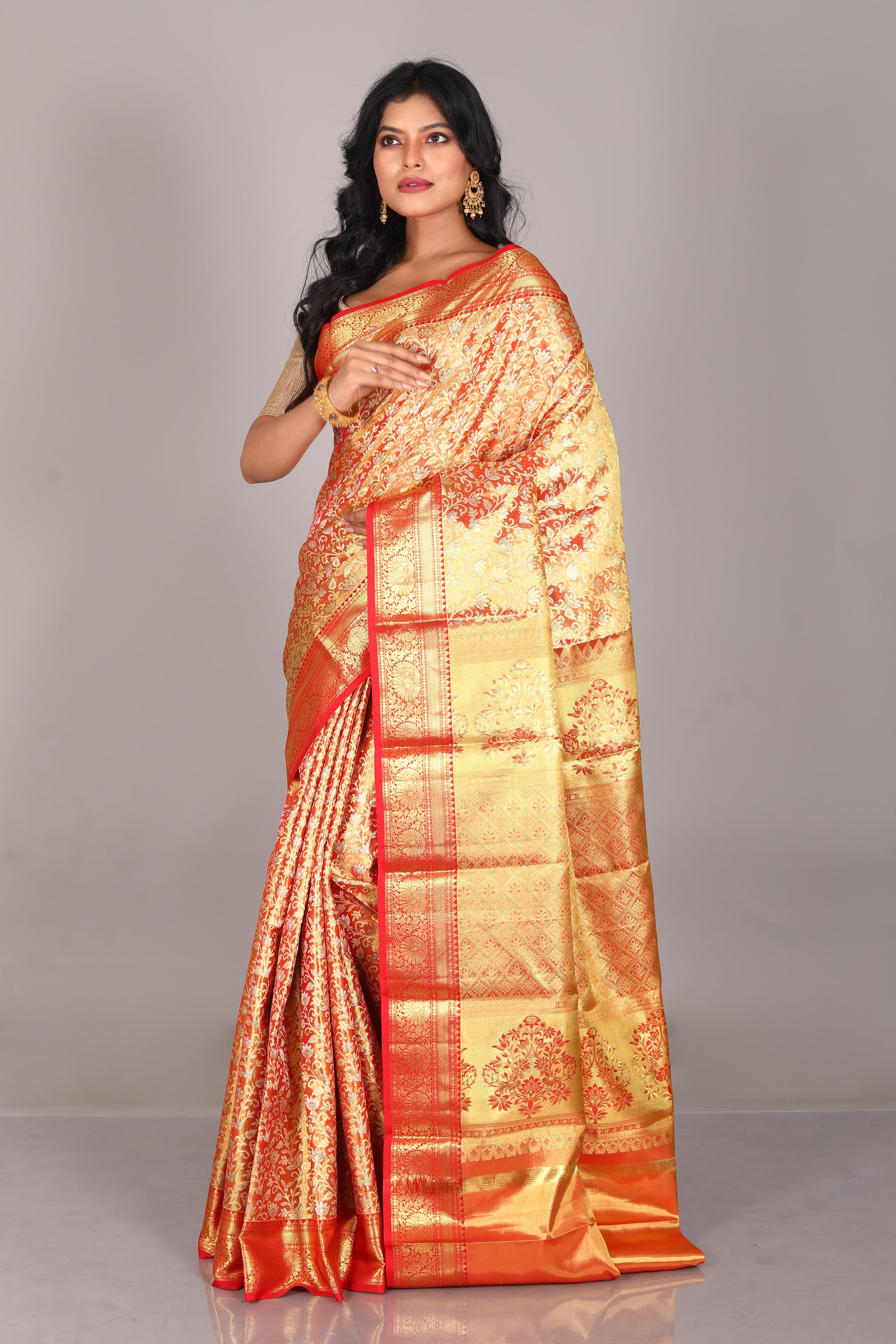 Red Pure Tissue Kanjivaram Saree - Keya Seth Exclusive